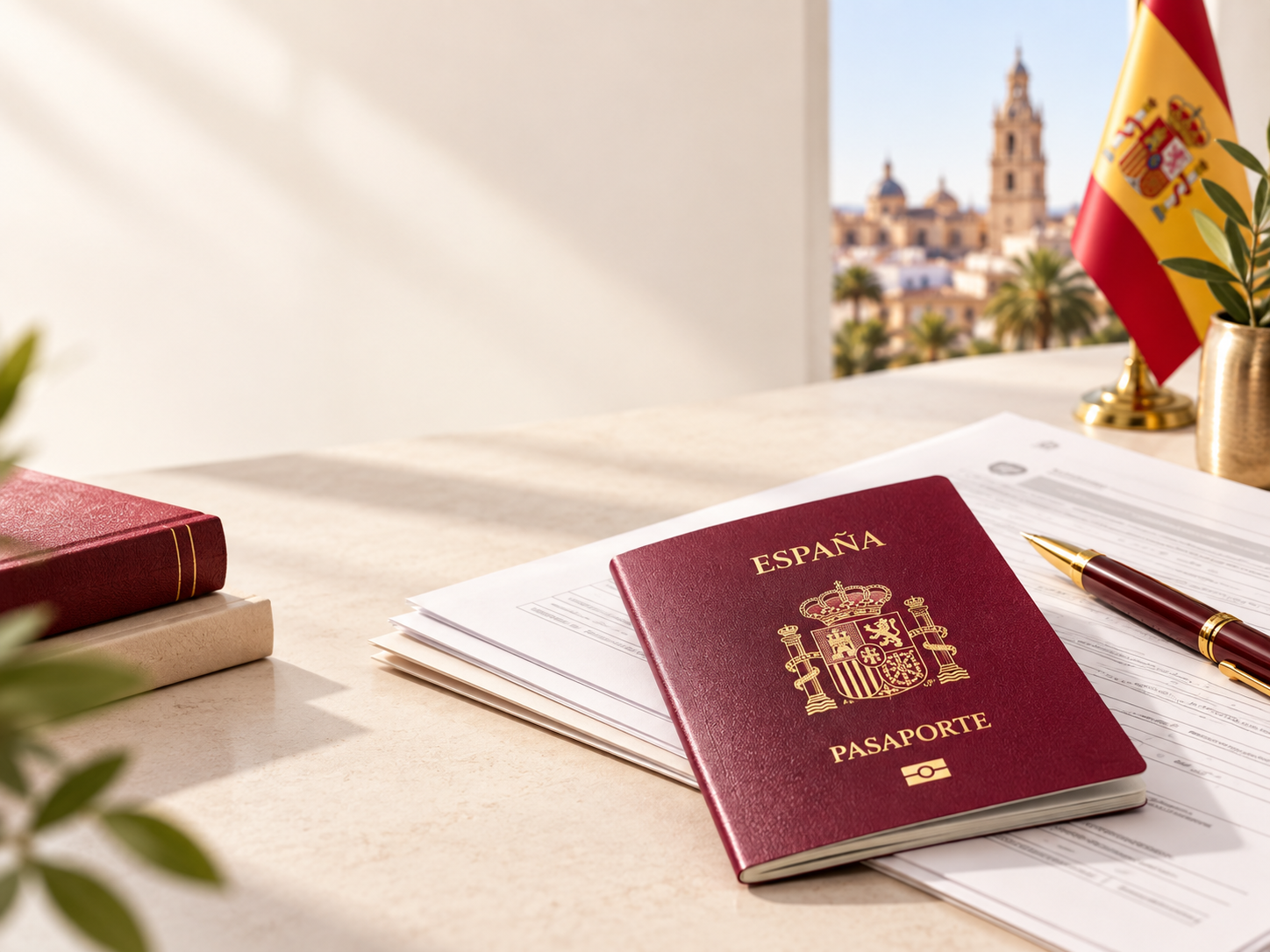 Pasaporte español sobre documentos oficiales